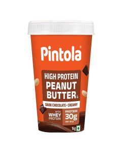 Pintola HIGH Protein Peanut Butter (Dark Chocolate) (Creamy, 1kg) / 30% Protein / High Fibre / NO Salt