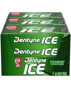 Dentyne Ice Spearmint SugarFree Chewing Gum 9 Packs of 16 Pieces 144 Total Pieces