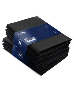LivinEase Cotton Cloth Napkins Set of 12 46 x 46 cm Reusable Oversized Black Dinner Napkins Heavy Weight Hotel Quality Pure Cotton Fabric Ideal for Home Use Events