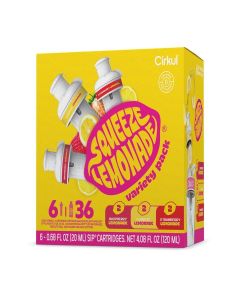 Cirkul Lemonade Squeeze with Vitamin B, Variety Pack, Makes 36 Drinks, Sugar-Free, Calorie-Free Beverage Mix (2 Classic, 2 Strawberry, 2 Raspberry)
