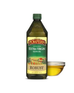 Pompeian Robust Extra Virgin Olive Oil 32 Fl Oz First Cold Pressed Olive Oil for Cooking Bold Taste for Pasta Marinades and Salad Dressings