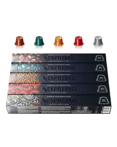 Nespresso World Explorations Lungo Variety Pack – Bold & Balanced City Blends – 50 OriginalLine Capsules