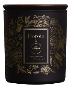 Dorota Wooden Wick Scented Candle Jar, 35-Hour Burn Time (Black Rose)