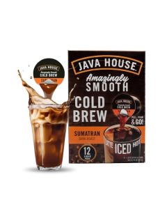 JAVA HOUSE Dark Roast Sumatran Cold Brew Capsules 135 Fluid Ounces 12 Count Peel and Pour TSA Approved Travel Friendly Cold Brew Hot or Iced Instant Coffee Concentrate