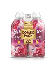 Lenor Jasmine & Red Berries Fabric Conditioner 2PCS Combo 858ml – Long-Lasting Softener for Clothes, Bedding & Towels, 52 Washes