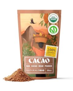 NaturaleBio Cacao Powder Organic 35oz Unsweetened NonAlkalized and Pure Cocoa Powder Substitute with Rich Dark Chocolate Flavor NonGMO Gluten Free Tested for Heavy Metals From Raw Cacao Beans