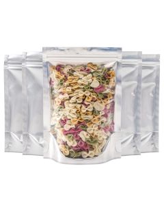 Kingrol 150 Pack 5 x 78 Inch Aluminium Foil Stand Up Food Pouches Bags with Resealable Lock Seal Zipper Heat Sealable Packaging Bags for Jewelry Screw Food Storage