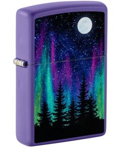 Zippo Northern Lights Design Purple Matte Pocket Lighter