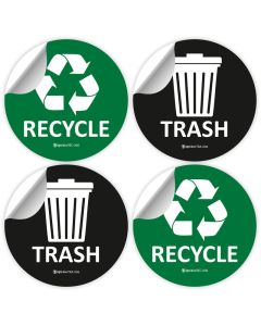IGNIXIA Recycle Stickers for Trash Can Pack of 02 6x6 Inches Large Blue Green and Black