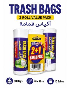 Trash Bags / 90 Count in 3 Rolls / 46 x 52 cm White Garbage Bags / 10 Gallon Heavy Duty Bin Liners for Home Office