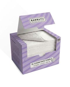 Bamboo Clean Face Towels - Disposable - Eco-friendly - Ultra soft - 50 Sheets - By Bambuyu