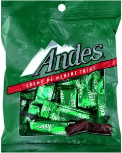 Andes Creme De Menthe Thins - Individually Wrapped Mint Candy & Dark Chocolate Chunks - 2.75 Oz