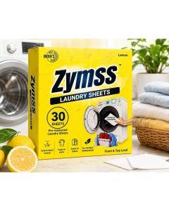 Zymss Laundry Detergent Sheets, Lemon Scent, 30 Pre-measured Sheets