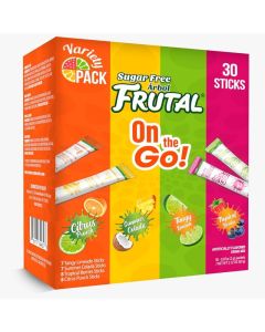 Frutal On-The-Go Sugar Free Powdered Drink Mix Variety Pack - 30 Stick Packs with Fruity Flavors