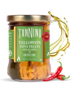 Tonnino Yellowfin Tuna Fillets with Jalapeño in Olive Oil - 6 Pack of 200ml Jars
