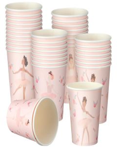 Afarnook 50 Pcs Pink Ballerina Paper Drinking Cups 9 oz Pink Ballet Tutu Dancer Cute Disposable Cups for Ballet Wedding Baby Shower Birthday Ballerina Party Decorations, Beverage, Travel, Picnic