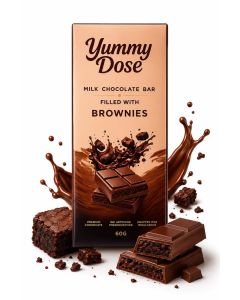 Yummy dose milk chocolate bar filled with brownies