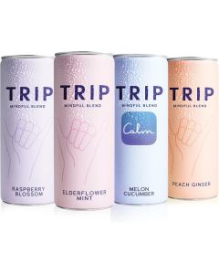 TRIP Mindful Blend Mixed Flavor Pack - Non-Alcoholic Carbonated Adaptogen Drink with Magnesium Citrate and Ashwagandha, 12 Fl Oz