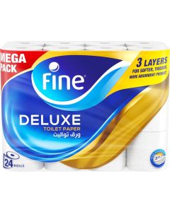 Fine Deluxe Toilet Tissues Paper - 24 Rolls, 140 Sheets x 3 Ply