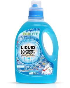 ECOLYTE+ Liquid Laundry Detergent for All Washing Machines, 6 in 1 Deep Clean Technology, Power Gel, Color Care, Perfect Cleanliness & Long-Lasting Freshness - (Ocean Breeze, 2 Liter)