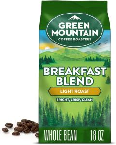 Green Mountain Coffee Roasters Breakfast Blend Whole Bean Coffee, Light Roast, 18 Ounce