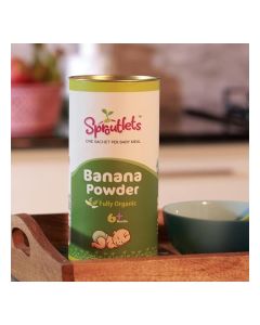Sproutlets Raw Banana Powder - 300gm (20 Sachets) / Kerala Nendran Banana Powder for Babies / Organic & Natural Baby Food / Grandma's Traditional Recipe for Healthy Weight Gain / 20 Baby Meals