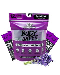 The Klean Freak Body Wipes 12 count Individually Wrapped Showerless Body Wipe for Women Men Sustainable Bodywipes for Gym Travel Camping Lavender