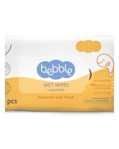 Bebble Baby Wet Wipes with Camomile Extract – 54 Count – Gentle Cleansing Wipes with Panthenol & Vitamin E – Suitable for Sensitive Baby Skin