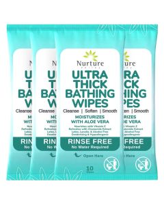 Nurture XL Ultra Thick Body Wipes for Adults wAloe 40 Extra Large Disposable Cloth Wet Cleansing No Rinse Bathing Washcloths Waterless Shower Bath Wipe for Women Men Elderly
