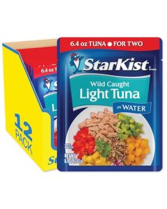 StarKist Light Tuna in Water Pouch 64 oz 12 Pack Ready to Eat Wild Caught High Protein Shelf Stable Seafood Gluten Free Soy Free No Draining for Salads and Sandwiches