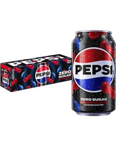 Pepsi Zero Sugar Cola Soda Wild Cherry 12 Fl Oz Cans Pack of 12