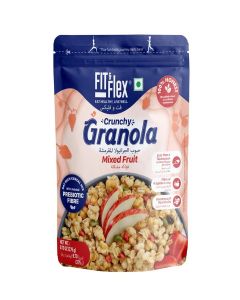 FIT & FLEX Baked Granola / Mixed Fruit / Oat Rich Cereal with Real Freeze Dried Fruits / Ready to Eat Healthy Breakfast Food / Cholesterol Free with Immunity Boosters