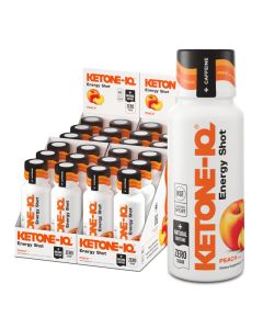 KetoneIQ Ketone Energy Shots 100mg Green Tea Caffeine 5g Exogenous Ketones and B Vitamins 24 On The Go Caffeine Shots Fast Acting Energy Drink Peach