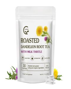 GORNVB Organic Roasted Dandelion Root Tea with Milk Thistle Tea - Supports Kidney Function and Liver Function, 30 Tea Bags