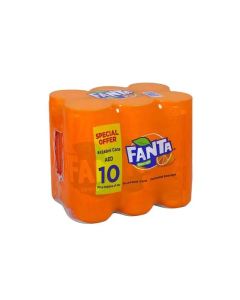 Fanta Orange Carbonated Beverages Drink, Soft Drink Can Orange Flavor, 6 X 245 ml