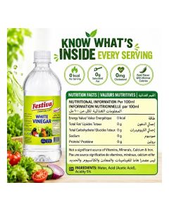 White Vinegar 1L - Multi Purpose Cooking Vinegar for Salads, Marinades, Pickling and Cleaning - Clear Vinegar