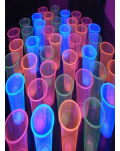 DirectGlow 12oz Neon Assorted Blacklight Reactive Soft Plastic Cups (Multicolor, 40)
