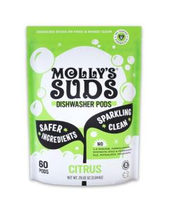 Mollys Suds Dishwasher Pods Clean Dishwasher Detergent Cuts Grease Rinses Clean ResidueFree for Sparkling Dishes 60 AutoRelease Tabs Citrus
