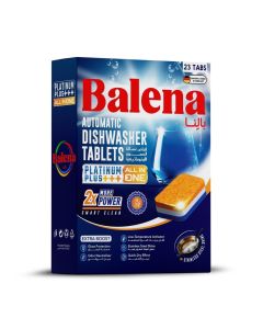 BALENA Platinum Plus Automatic Dishwasher Tablets - All-In-One Powerful Cleaning, Brilliant Shine & Grease Removal - German Quality - 23 Tablets