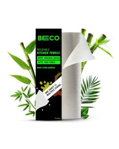 Beco Reusable Kitchen Towel Roll, 20 Sheets, Washable Bamboo Cleaning Wipes, Soft and Highly Absorbent Kitchen Towels, Eco-Friendly Alternative to Paper Towels