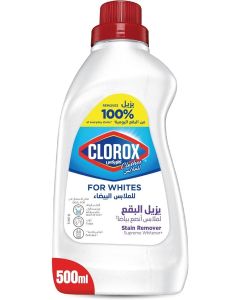 Clorox For Whites, Liquid, 500 mL, Stain Remover And Supreme Whitener, Removes 100% of Everyday Stains