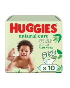 Natural Care Wet Baby Wipes, 560 Count ( 10x56) - Aloe Vera, Skin Loving Natural Fibres