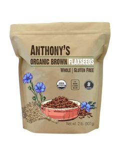 Anthonys Organic Brown Whole Flaxseed 2 lb Batch Tested and Gluten Free Raw Non GMO Sproutable Keto Friendly