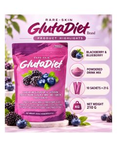 GlutaDiet Rare-Skin Blackberry & Blueberry Powdered Drink Mix, 10 Sachets x 21g