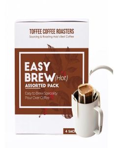Toffee Coffee Roasters Assorted Hot Brew Easy Pour Drip Coffee Bags / Light To Dark Roast / Pack Of 8 Sachets / 100% Arabica Beans / Ready To Brew In 2 Mins / No Equipment Needed