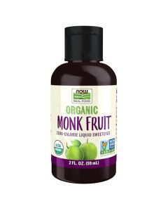 NOW Foods Certified Organic Monk Fruit Liquid ZeroCalorie Liquid Sweetener NonGMO Low Glycemic Impact 2Ounce