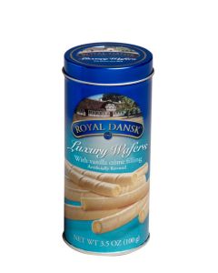 Royal Dansk Danish Luxury Wafers with Vanilla Cream Filling Wafer Rolls 100g