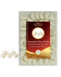 Yogic Mantra Vanaspati Ghee Wicks 50 Pcs Diya Batti Handmade Ghee Dipped Cotton Wicks Jyot for Aarti Home Puja Diwali Pooja Daily Pujan Jyoti Havan Yagya Samagri