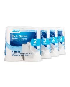 Camco Camper RV Toilet Paper 16Rolls 2Ply Quick Dissolve RV Septic Safe Bath Tissue Dye Fragrance Free 500 Sheets Per Roll 40282