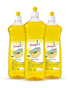 Jennifer’s Dish Wash Liquid 1L (Pack of 3) - Lemon Scent - Tough on Grease, Gentle on Hands - New Formula for Sparkling Dishes
